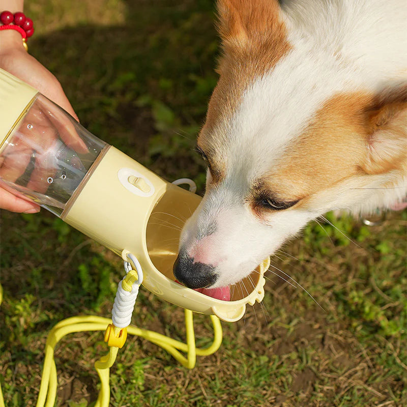 2 in 1 Portable Dog Water Bottle for Small Big Dogs Cat Outdoor Leak-Proof Puppy Drinking Bowl with Food Container Pets Feeder Pet Products